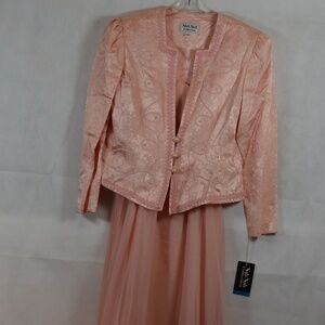 Coral Pink/Peach Jacket/Dress Pearl Beads/Embellished  Sz 16 by Nah Nah NWT